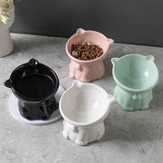 Ceramic Cat Bowl Cute Tall Raised Cat Food Bowl for Pets Eating Comfortably - White V528-PET-BOWL-BELL-WHITE-331102