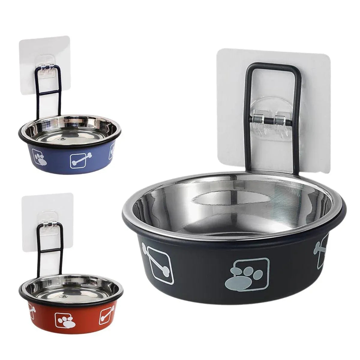 Stainless Steel Pet Bowl Hanging Cat Food Water Bowl Durable for Dogs and Cats - Black-12cm V528-PET-BOWL-BLACK-12CM-959037