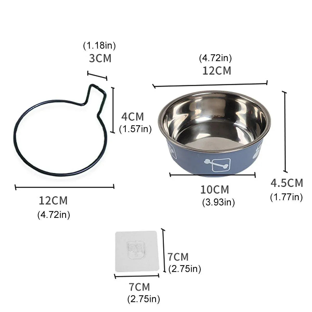 Stainless Steel Pet Bowl Hanging Cat Food Water Bowl Durable for Dogs and Cats - Black-12cm V528-PET-BOWL-BLACK-12CM-959037