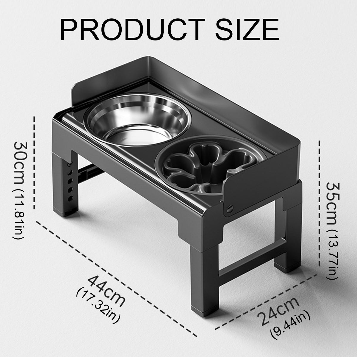 Height Adjustable Pet Feeding Bowl Dog Bowl Elevated Pet Dish Food Water Bowl V528-PET-BOWL-BLACK-960111