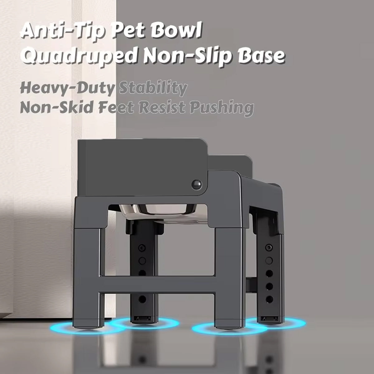 Height Adjustable Pet Feeding Bowl Dog Bowl Elevated Pet Dish Food Water Bowl V528-PET-BOWL-BLACK-960111