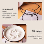Ceramic Cat Bowl Slow Feeder Pet Food Tray for Cats and Dogs Non Slip Design - Black Bowl-Black Tray Rack V528-PET-BOWL-BLACK-BLACK-796412