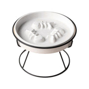 Ceramic Cat Bowl Slow Feeder Pet Food Tray for Cats and Dogs Non Slip Design - Black Bowl-Black Tray Rack V528-PET-BOWL-BLACK-BLACK-796412