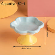 Flower Ceramic Cat Bowl Pet Food Bowl Snack Tray for Cats and Small Pets Feeding - Blue V528-PET-BOWL-BLUE-423507