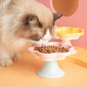 Flower Ceramic Cat Bowl Pet Food Bowl Snack Tray for Cats and Small Pets Feeding - Blue V528-PET-BOWL-BLUE-423507