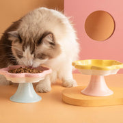 Flower Ceramic Cat Bowl Pet Food Bowl Snack Tray for Cats and Small Pets Feeding - Blue V528-PET-BOWL-BLUE-423507