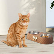 Stainless Steel Double Pet Bowl Non-Slip Anti-Knock Dog Cat Feeder Utensils - Green V528-PET-BOWL-BOW-GREEN-921532
