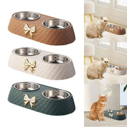 Stainless Steel Double Pet Bowl Non-Slip Anti-Knock Dog Cat Feeder Utensils - Green V528-PET-BOWL-BOW-GREEN-921532