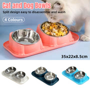 Cat Dog Food Bowl Double Slanted Mouth Feeding Water Dish Raised Pet Bowl Stand - Dark Blue V528-PET-BOWL-DARK-BLUE-104670
