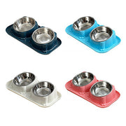 Cat Dog Food Bowl Double Slanted Mouth Feeding Water Dish Raised Pet Bowl Stand - Dark Blue V528-PET-BOWL-DARK-BLUE-104670
