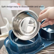 Cat Dog Food Bowl Double Slanted Mouth Feeding Water Dish Raised Pet Bowl Stand - Dark Blue V528-PET-BOWL-DARK-BLUE-104670