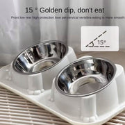 Cat Dog Food Bowl Double Slanted Mouth Feeding Water Dish Raised Pet Bowl Stand - Dark Blue V528-PET-BOWL-DARK-BLUE-104670