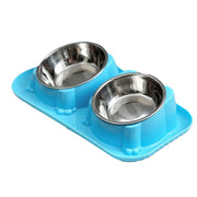 Cat Dog Food Bowl Double Slanted Mouth Feeding Water Dish Raised Pet Bowl Stand - Dark Blue V528-PET-BOWL-DARK-BLUE-104670