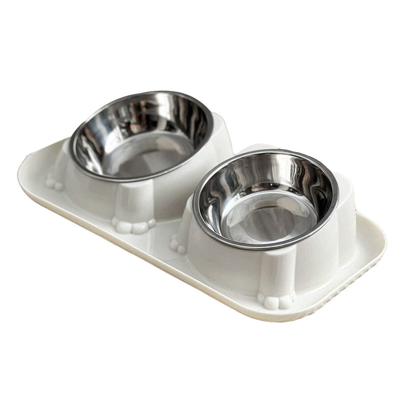 Cat Dog Food Bowl Double Slanted Mouth Feeding Water Dish Raised Pet Bowl Stand - Dark Blue V528-PET-BOWL-DARK-BLUE-104670