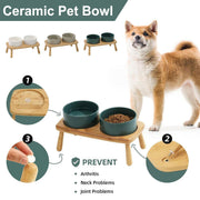 Ceramic Elevated Dog Bowl Anti-Slip Double Bowl for Small Medium Large Dogs - Grey V528-PET-BOWL-GREY-2PCS-363945