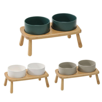 Ceramic Elevated Dog Bowl Anti-Slip Double Bowl for Small Medium Large Dogs - Grey V528-PET-BOWL-GREY-2PCS-363945