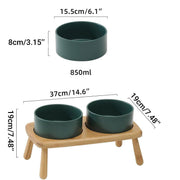 Ceramic Elevated Dog Bowl Anti-Slip Double Bowl for Small Medium Large Dogs - Grey V528-PET-BOWL-GREY-2PCS-363945