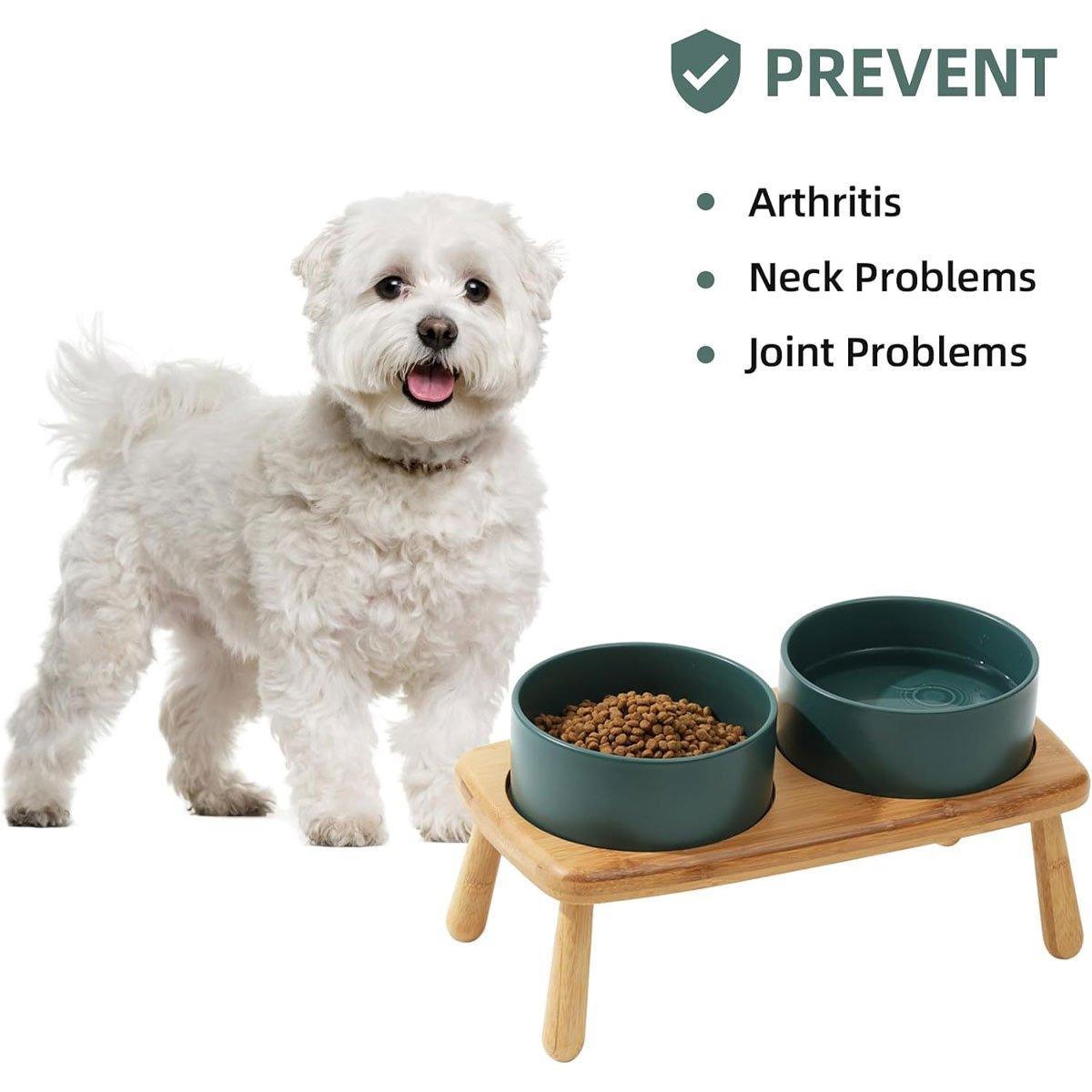 Ceramic Elevated Dog Bowl Anti-Slip Double Bowl for Small Medium Large Dogs - Grey V528-PET-BOWL-GREY-2PCS-363945