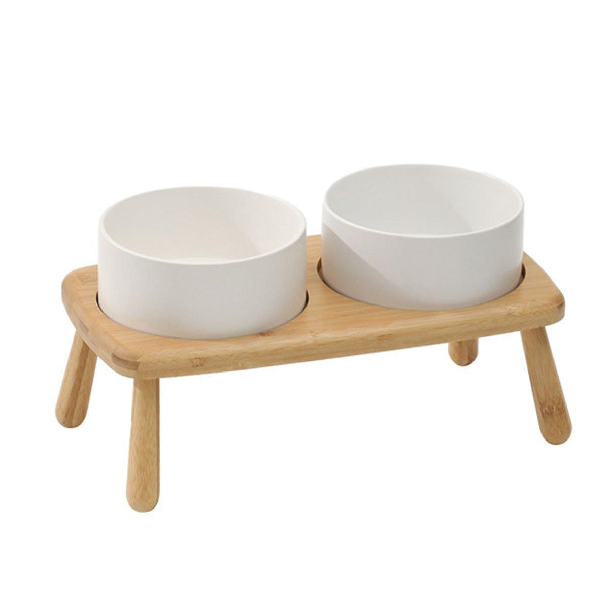 Ceramic Elevated Dog Bowl Anti-Slip Double Bowl for Small Medium Large Dogs - Grey V528-PET-BOWL-GREY-2PCS-363945