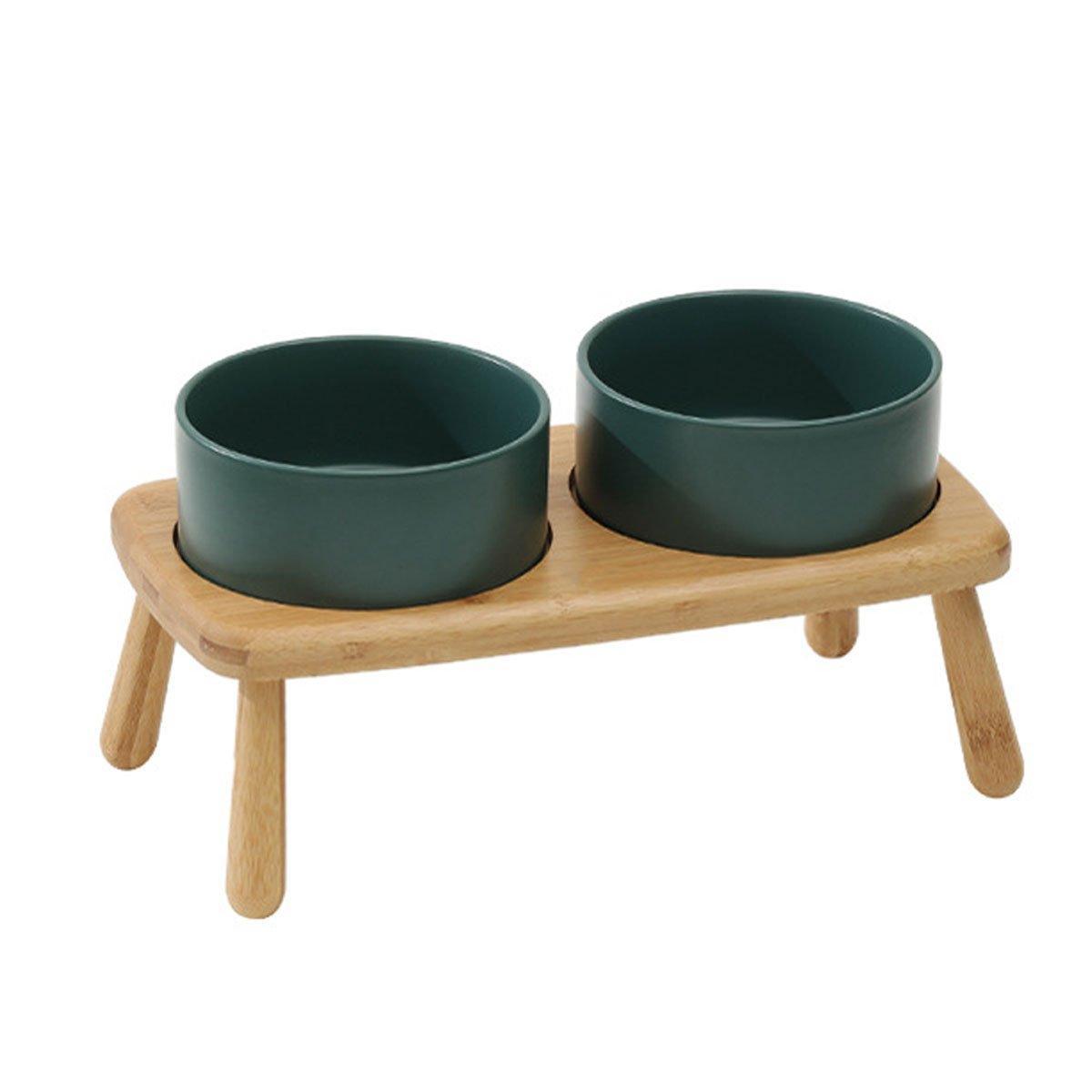 Ceramic Elevated Dog Bowl Anti-Slip Double Bowl for Small Medium Large Dogs - Grey V528-PET-BOWL-GREY-2PCS-363945