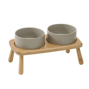 Ceramic Elevated Dog Bowl Anti-Slip Double Bowl for Small Medium Large Dogs - Grey V528-PET-BOWL-GREY-2PCS-363945