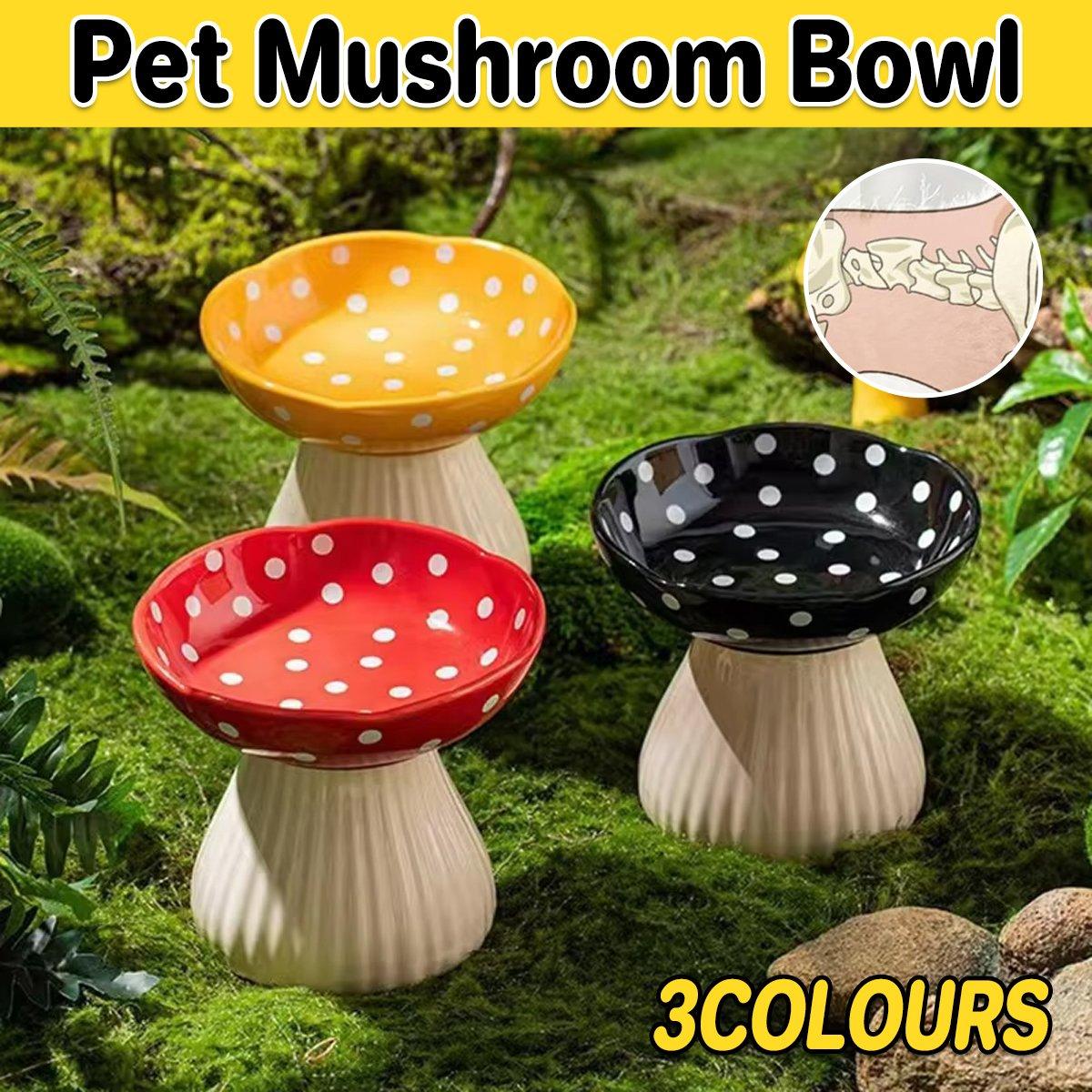 Pet Elevated Mushroom Bowl Ceramic Cat Dog Bowl Dish Food Feeder Raised Cat Bowl - Red V528-PET-BOWL-MUSHROOM-RED-824611