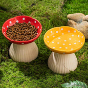 Pet Elevated Mushroom Bowl Ceramic Cat Dog Bowl Dish Food Feeder Raised Cat Bowl - Red V528-PET-BOWL-MUSHROOM-RED-824611