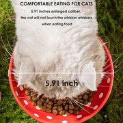 Pet Elevated Mushroom Bowl Ceramic Cat Dog Bowl Dish Food Feeder Raised Cat Bowl - Red V528-PET-BOWL-MUSHROOM-RED-824611