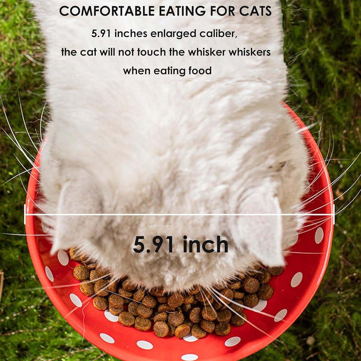 Pet Elevated Mushroom Bowl Ceramic Cat Dog Bowl Dish Food Feeder Raised Cat Bowl - Red V528-PET-BOWL-MUSHROOM-RED-824611