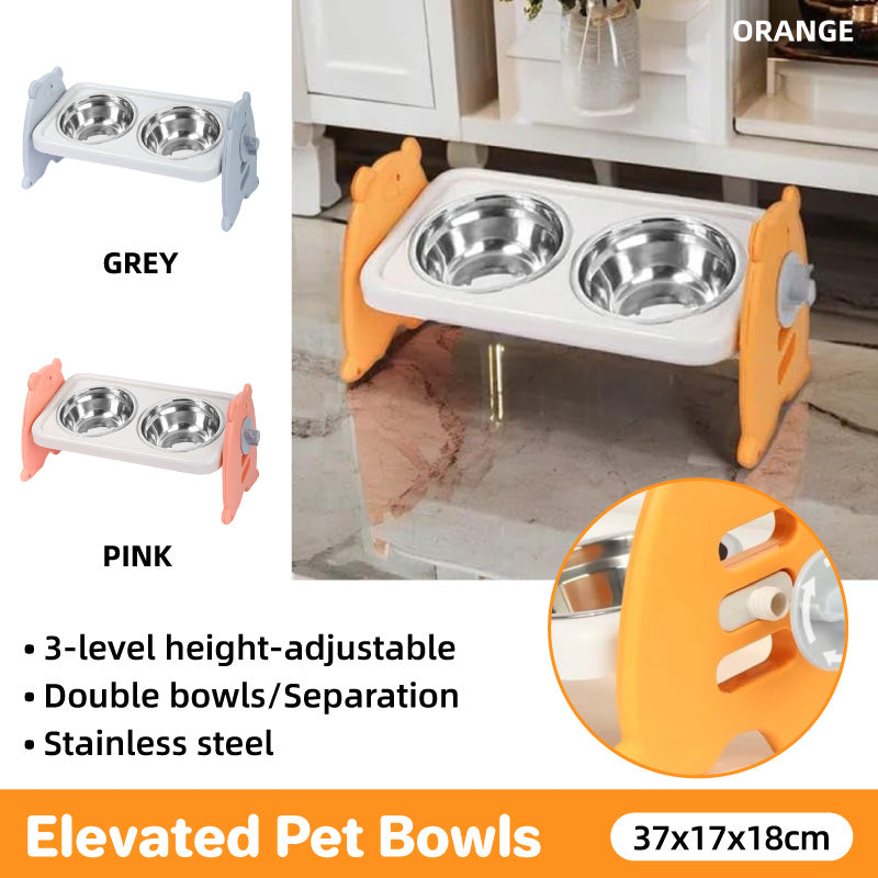 Double Pet Feeding Bowls Stainless Steel Non Slip Cat Dog Water Bowl Food Dish - Orange V528-PET-BOWL-ORANGE-818049