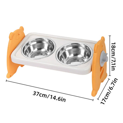 Double Pet Feeding Bowls Stainless Steel Non Slip Cat Dog Water Bowl Food Dish - Orange V528-PET-BOWL-ORANGE-818049