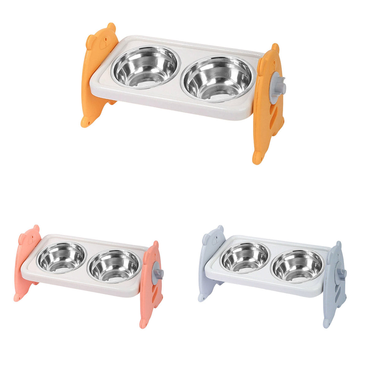 Double Pet Feeding Bowls Stainless Steel Non Slip Cat Dog Water Bowl Food Dish - Pink V528-PET-BOWL-PINK-350472
