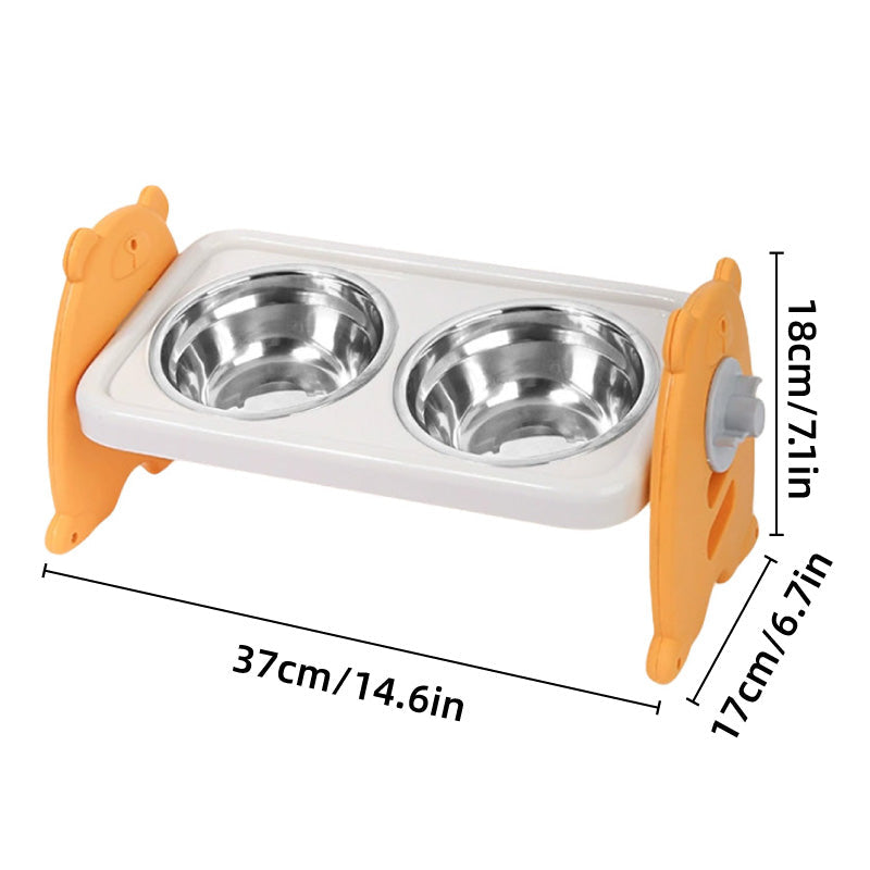 Double Pet Feeding Bowls Stainless Steel Non Slip Cat Dog Water Bowl Food Dish - Pink V528-PET-BOWL-PINK-350472