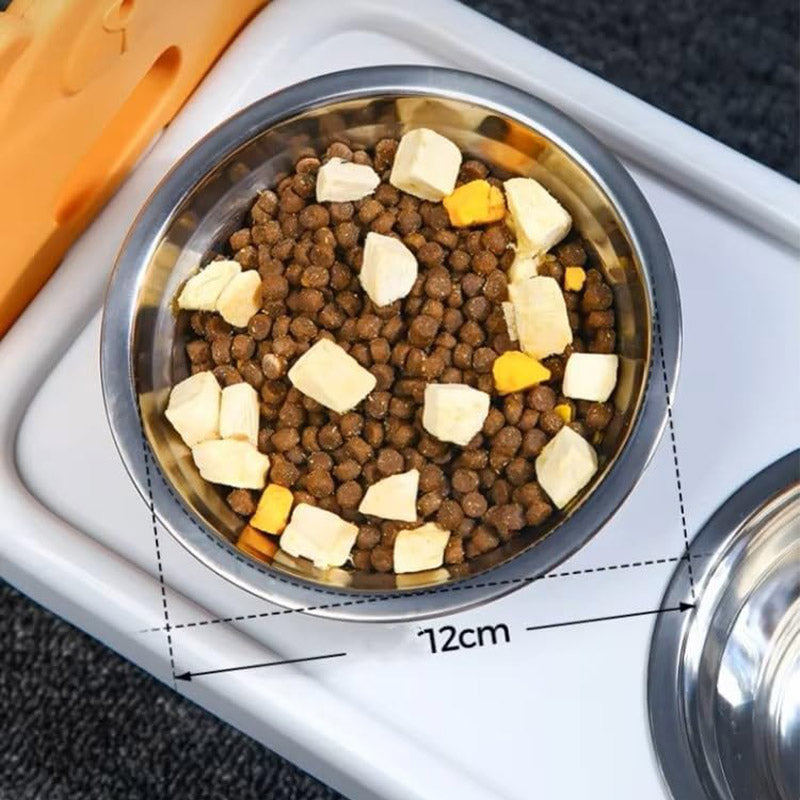 Double Pet Feeding Bowls Stainless Steel Non Slip Cat Dog Water Bowl Food Dish - Pink V528-PET-BOWL-PINK-350472