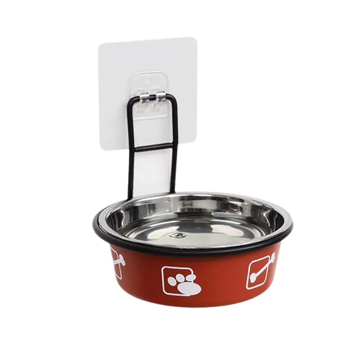 Stainless Steel Pet Bowl Hanging Cat Food Water Bowl Durable for Dogs and Cats - Red-12cm V528-PET-BOWL-RED-12CM-858298