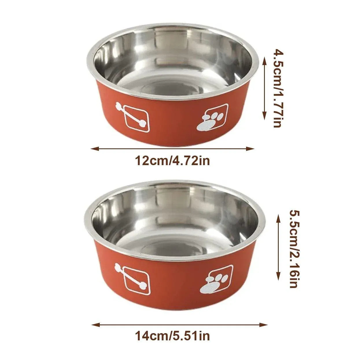 Stainless Steel Pet Bowl Hanging Cat Food Water Bowl Durable for Dogs and Cats - Red-12cm V528-PET-BOWL-RED-12CM-858298