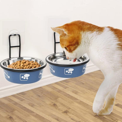 Stainless Steel Pet Bowl Hanging Cat Food Water Bowl Durable for Dogs and Cats - Red-12cm V528-PET-BOWL-RED-12CM-858298