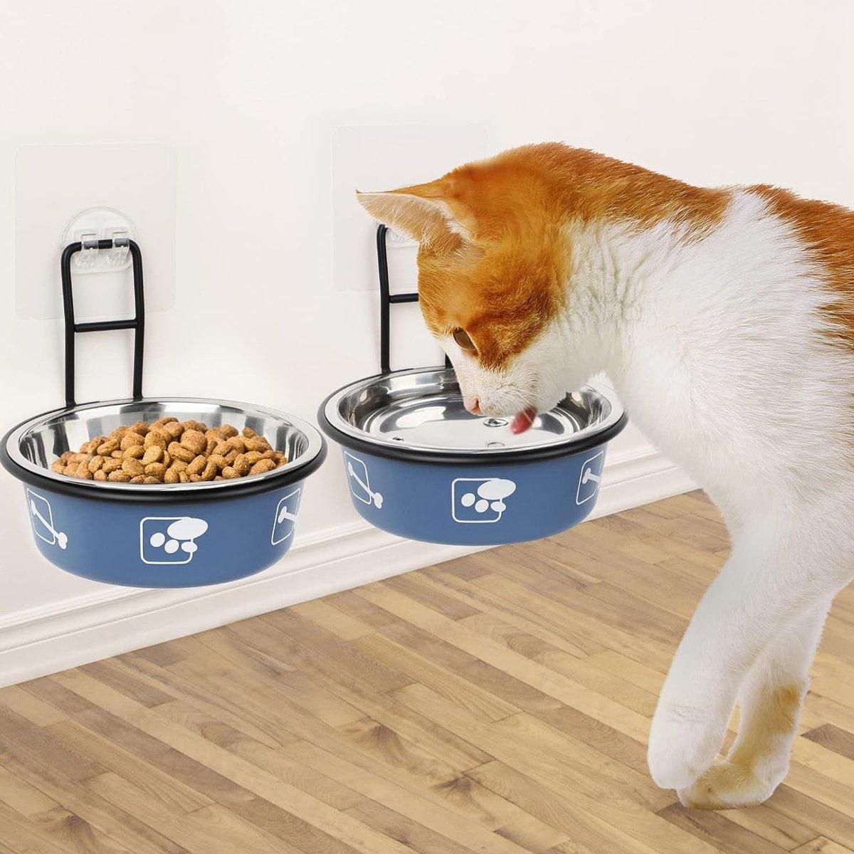 Stainless Steel Pet Bowl Hanging Cat Food Water Bowl Durable for Dogs and Cats - Red-14cm V528-PET-BOWL-RED-14-5-622520