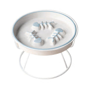 Ceramic Cat Bowl Slow Feeder Pet Food Tray for Cats and Dogs Non Slip Design - Yellow Bowl-White Tray Rack V528-PET-BOWL-YELLOW-WHITE-893934