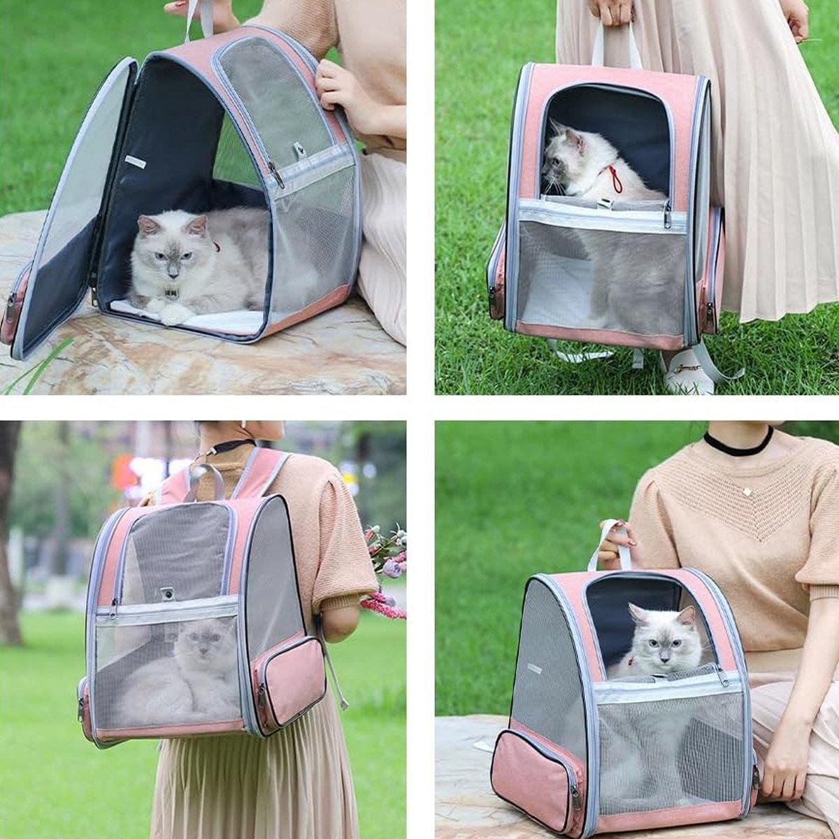 Large Foldable Breathable Portable Cat Dog Bag Outdoor Shoulder Pet Backpack - Pink V528-PET-CARRIER-BAG-PINK-669287