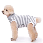 Striped Dog Clothes Belly Protector Vest Tummy Wrap Shirt for Small Dogs Puppies - Grey-XXL V528-PET-CLOTHES-GREY-XXL-473569