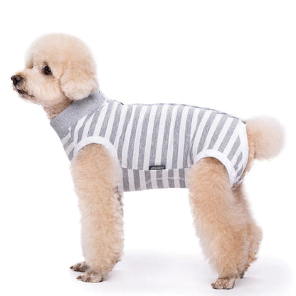 Striped Dog Clothes Belly Protector Vest Tummy Wrap Shirt for Small Dogs Puppies - Grey-XXL V528-PET-CLOTHES-GREY-XXL-473569