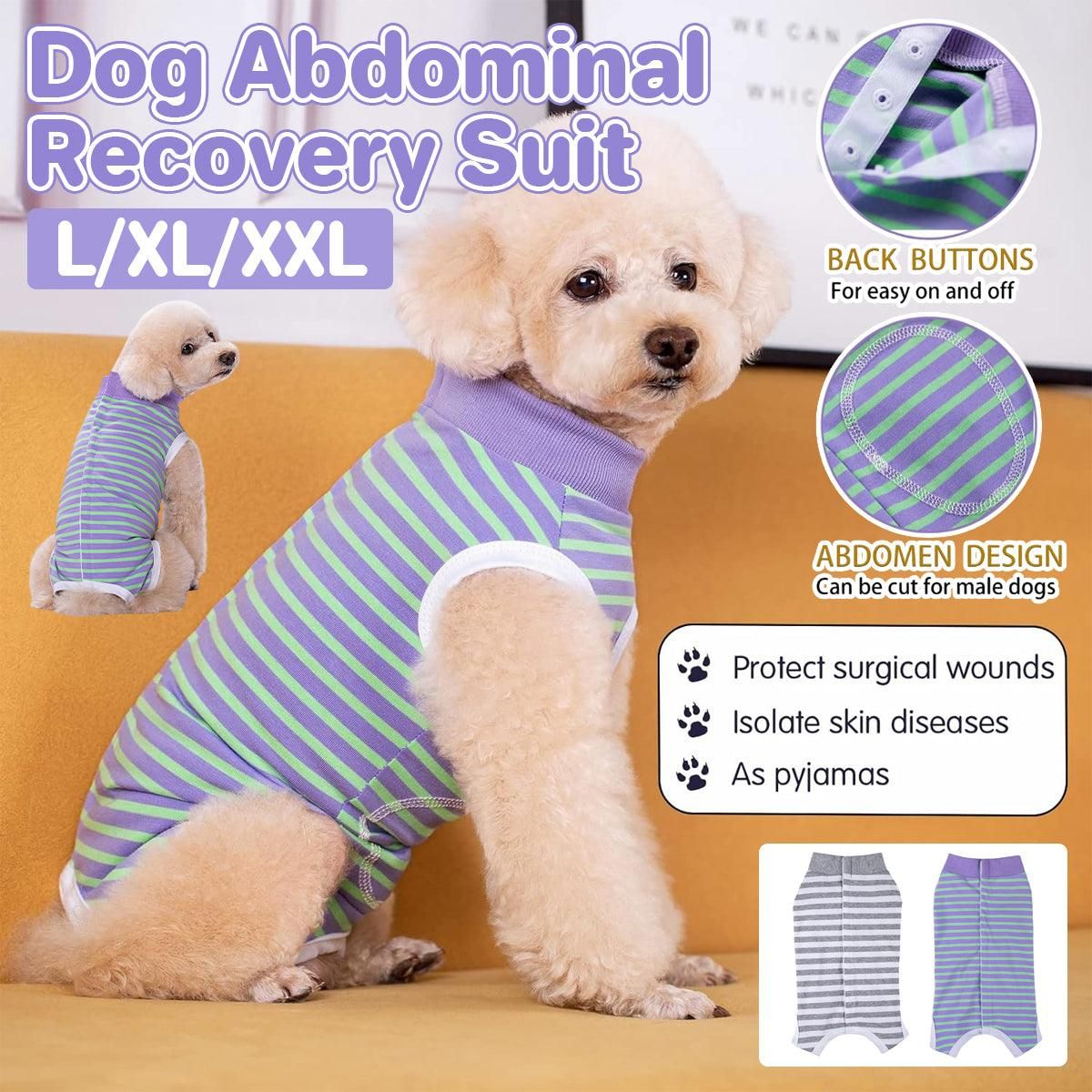 Striped Dog Clothes Belly Protector Vest Tummy Wrap Shirt for Small Dogs Puppies - Grey-XXL V528-PET-CLOTHES-GREY-XXL-473569
