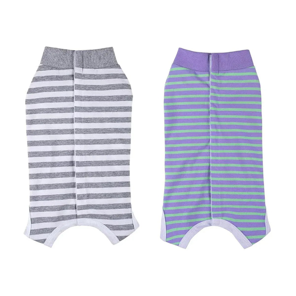 Striped Dog Clothes Belly Protector Vest Tummy Wrap Shirt for Small Dogs Puppies - Grey-XXL V528-PET-CLOTHES-GREY-XXL-473569