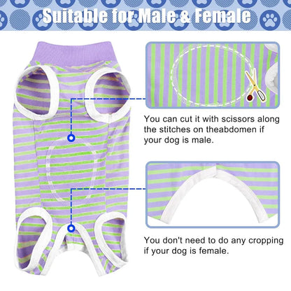 Striped Dog Clothes Belly Protector Vest Tummy Wrap Shirt for Small Dogs Puppies - Grey-XXL V528-PET-CLOTHES-GREY-XXL-473569