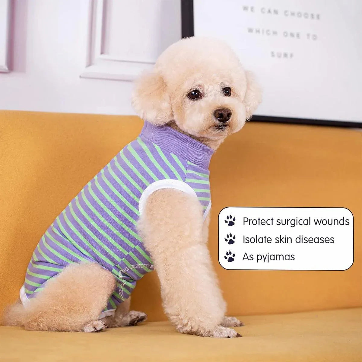 Striped Dog Clothes Belly Protector Vest Tummy Wrap Shirt for Small Dogs Puppies - Grey-XXL V528-PET-CLOTHES-GREY-XXL-473569