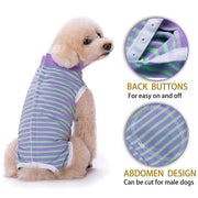 Striped Dog Clothes Belly Protector Vest Tummy Wrap Shirt for Small Dogs Puppies - Grey-XXL V528-PET-CLOTHES-GREY-XXL-473569