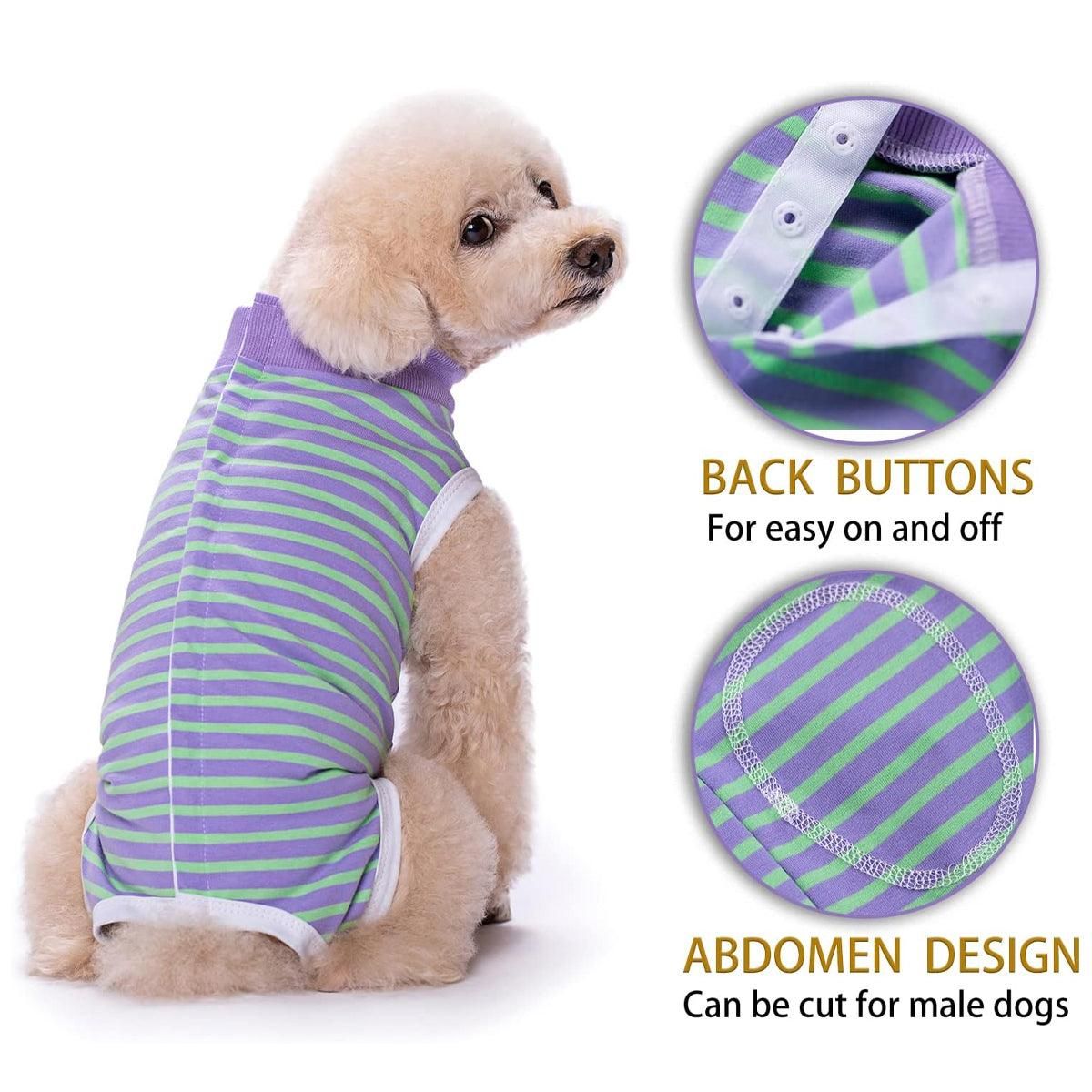 Striped Dog Clothes Belly Protector Vest Tummy Wrap Shirt for Small Dogs Puppies - Grey-XXL V528-PET-CLOTHES-GREY-XXL-473569