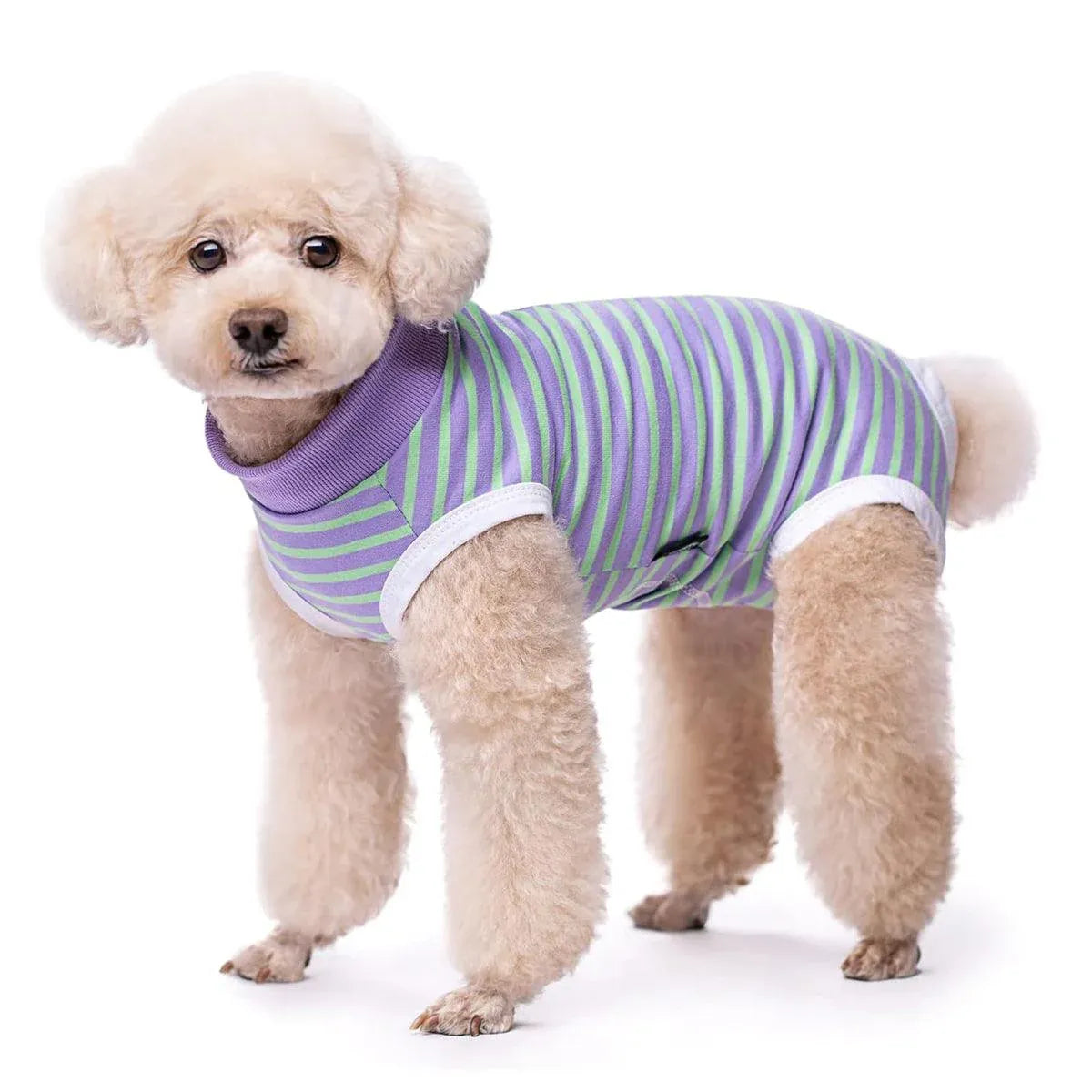 Striped Dog Clothes Belly Protector Vest Tummy Wrap Shirt for Small Dogs Puppies - Grey-XXL V528-PET-CLOTHES-GREY-XXL-473569
