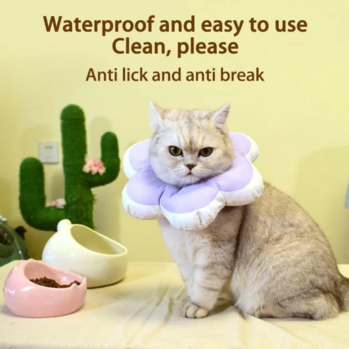 Elizabethan Cat Recovery Collar Anti Licking Pet Cone Protective Neck Ring - Purple-L V528-PET-COLLAR-PURPLE-L-688260